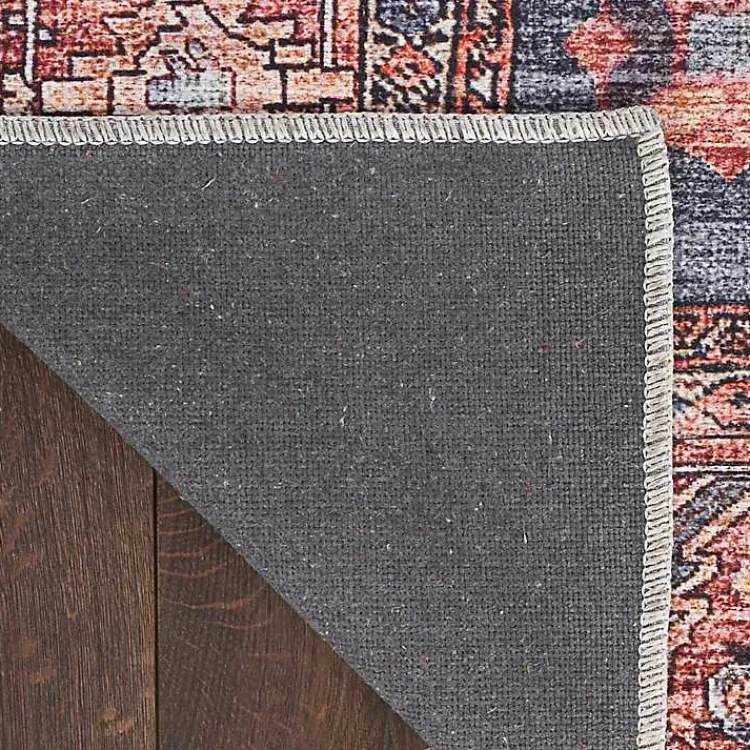 Area Rugs-Kirklands Home Navy & Brick Botanical Washable Area Rug, 5x7