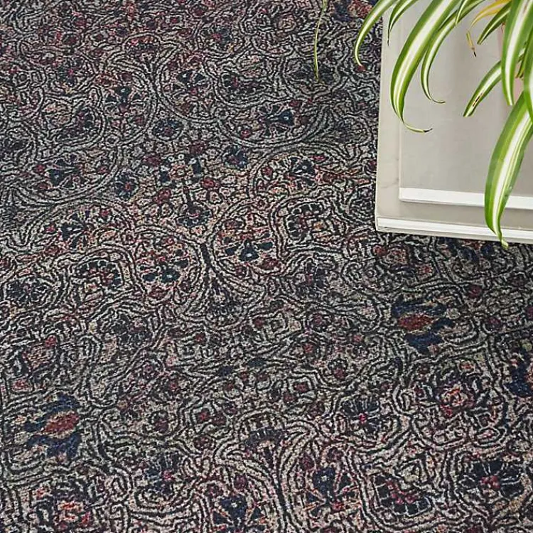 Area Rugs-Kirklands Home Dark Vintage Floral Washable Area Rug, 7x9 Gray