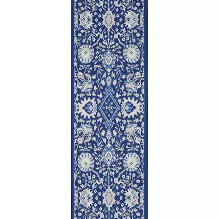 Area Rugs-Kirklands Home Royal Floral Motif Runner Blue
