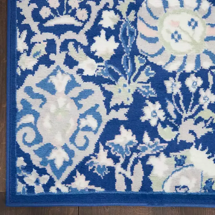 Area Rugs-Kirklands Home Royal Floral Motif Runner Blue