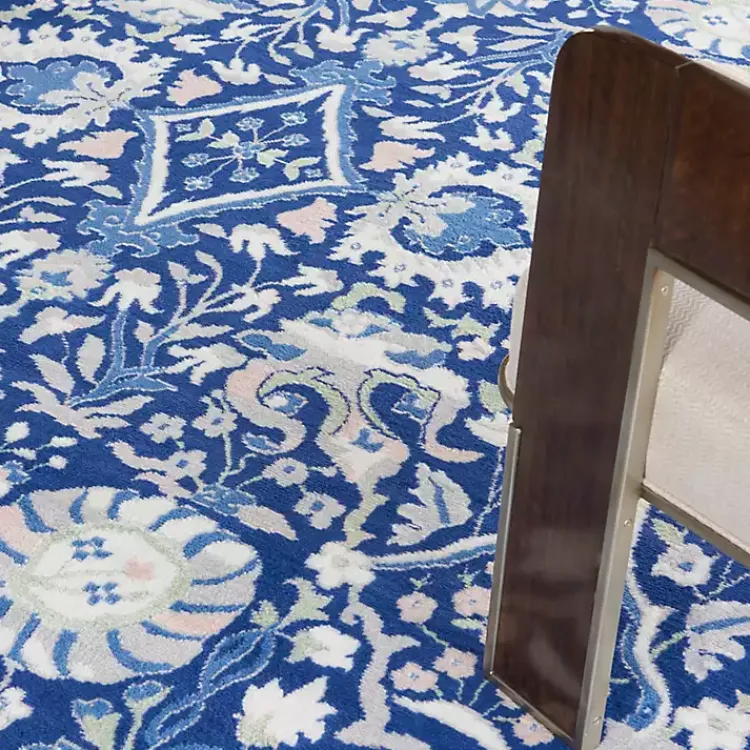 Area Rugs-Kirklands Home Royal Blue Floral Motif Area Rug, 7x10