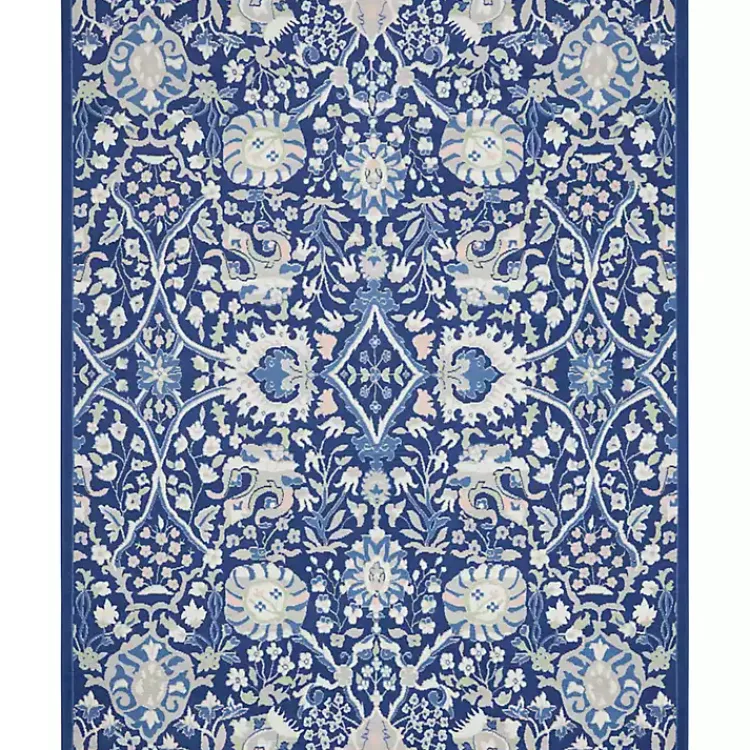 Area Rugs-Kirklands Home Royal Blue Floral Motif Area Rug, 8x10