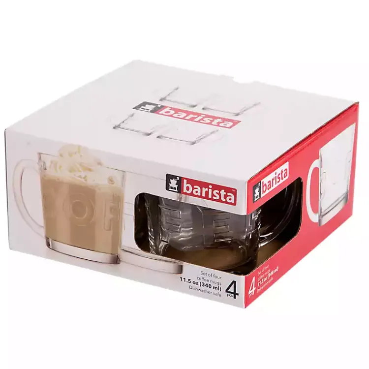 Glassware & Drinkware-Kirklands Home Glass Embossed Coffee Mugs, Set of 4 Clear