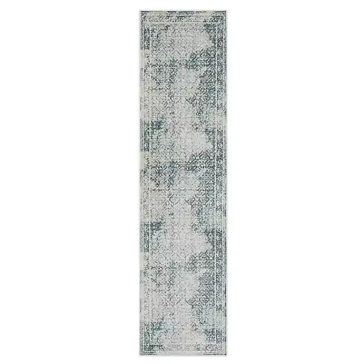 Area Rugs-Kirklands Home Blue and Cream Blackwell Runner, 2x10