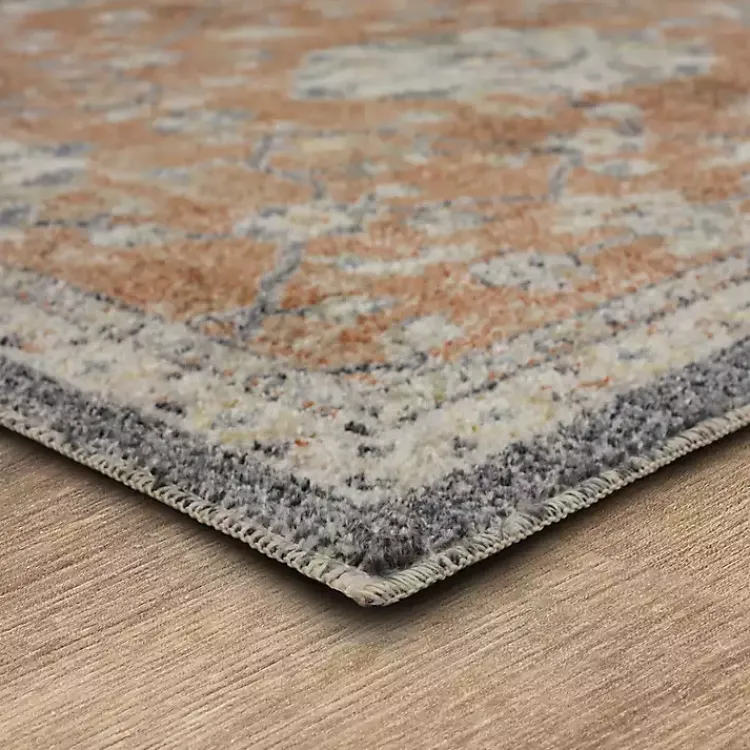 Area Rugs-Kirklands Home Granary Floral Runner, 2x8 Orange