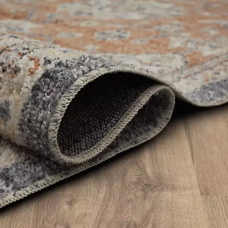 Area Rugs-Kirklands Home Granary Floral Runner, 2x8 Orange