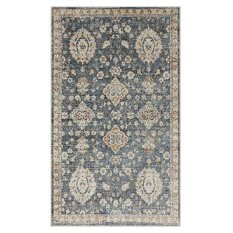 Area Rugs-Kirklands Home Amanda Anthracite Washable Area Rug, 9x6 Blue