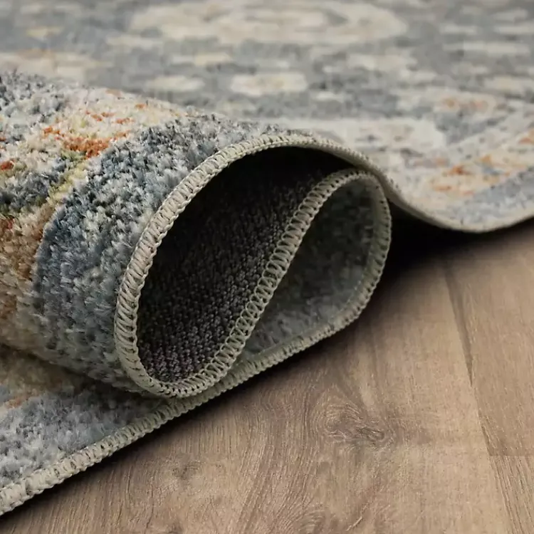 Area Rugs-Kirklands Home Amanda Anthracite Washable Area Rug, 9x6 Blue