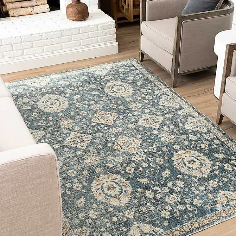 Area Rugs-Kirklands Home Amanda Anthracite Washable Area Rug, 9x6 Blue