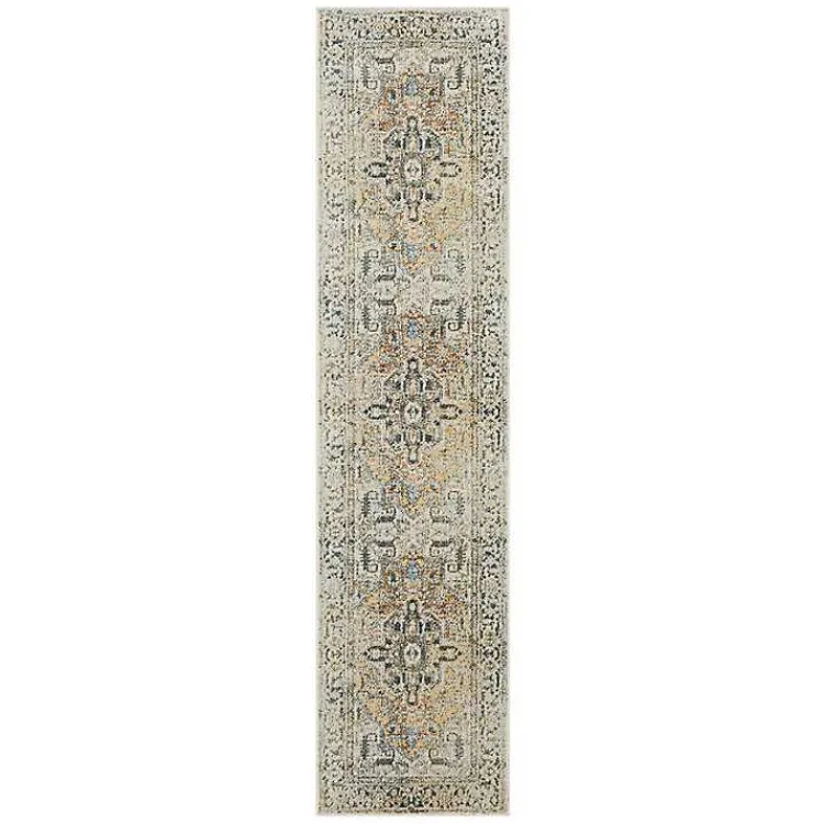 Area Rugs-Kirklands Home Wilcox Medallion Runner, 2x8 Ivory