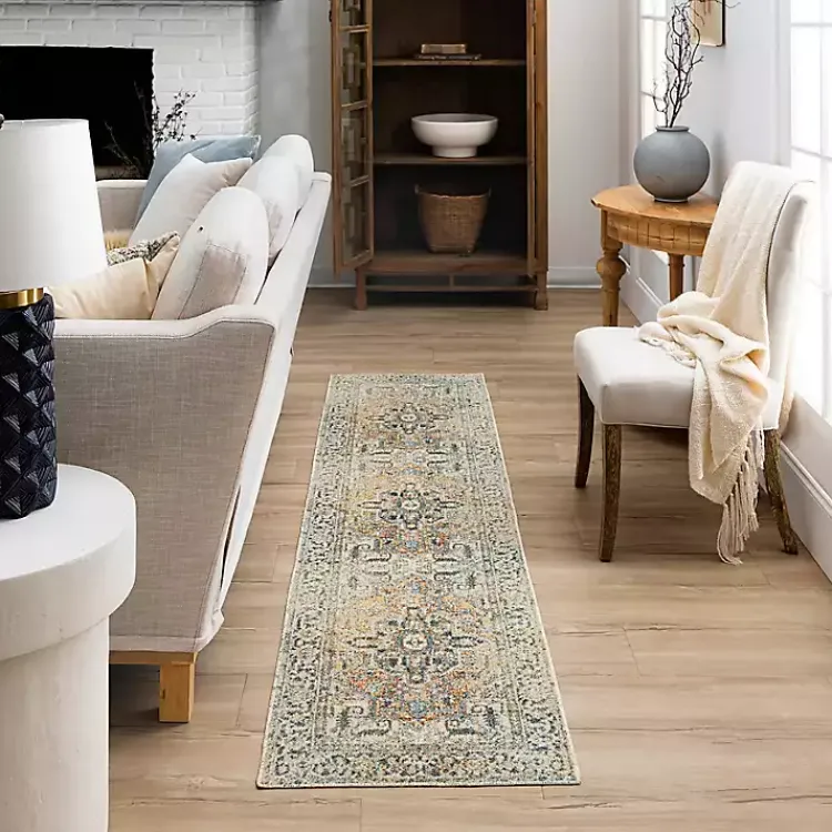 Area Rugs-Kirklands Home Wilcox Medallion Runner, 2x8 Ivory