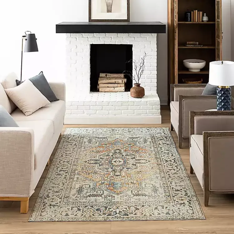 Area Rugs-Kirklands Home Wilcox Medallion Area Rug, 6x9 Ivory