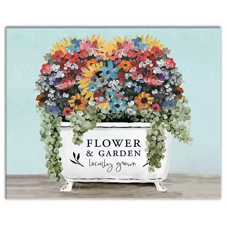 Canvas Art-Kirklands Home Floral Bathtub Canvas Art Print Multi