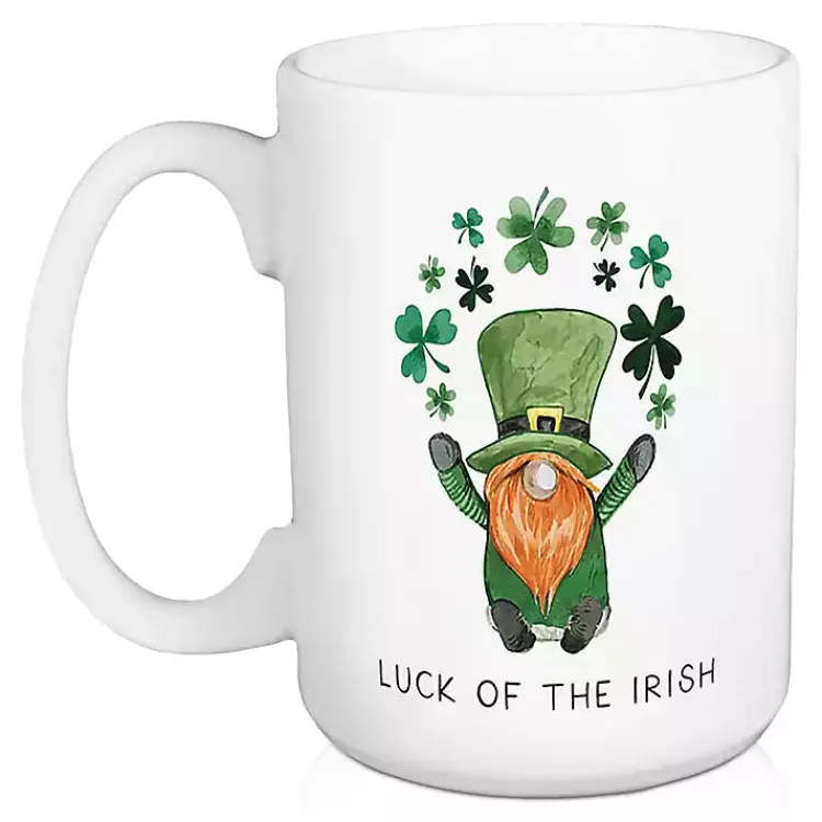 Glassware & Drinkware-Kirklands Home Luck of the Irish Shamrocks Mugs, Set of 2