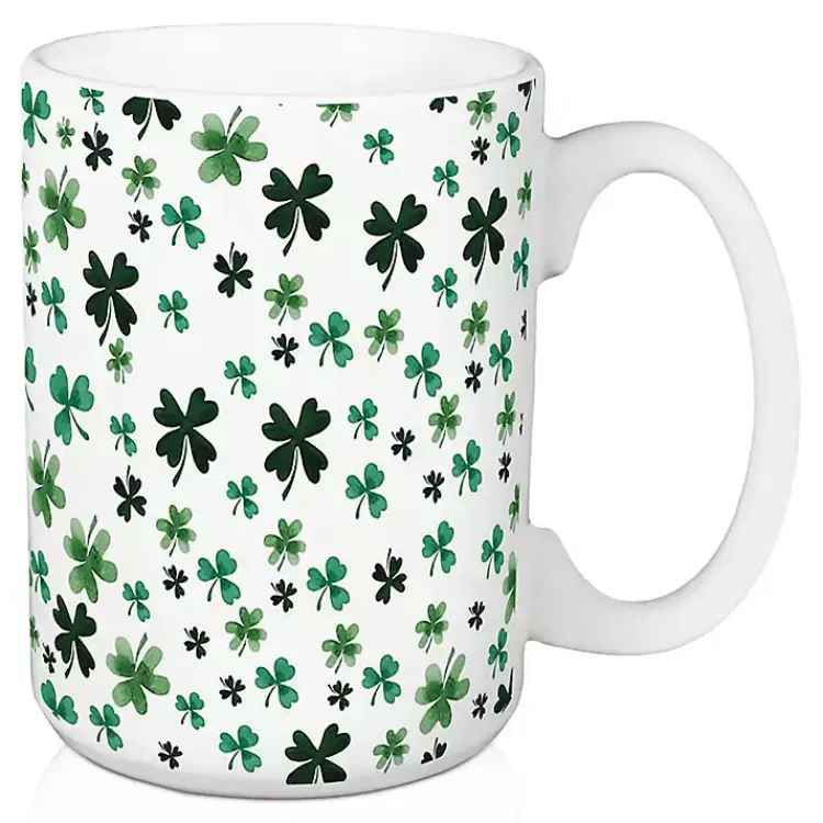 Glassware & Drinkware-Kirklands Home Luck of the Irish Shamrocks Mugs, Set of 2