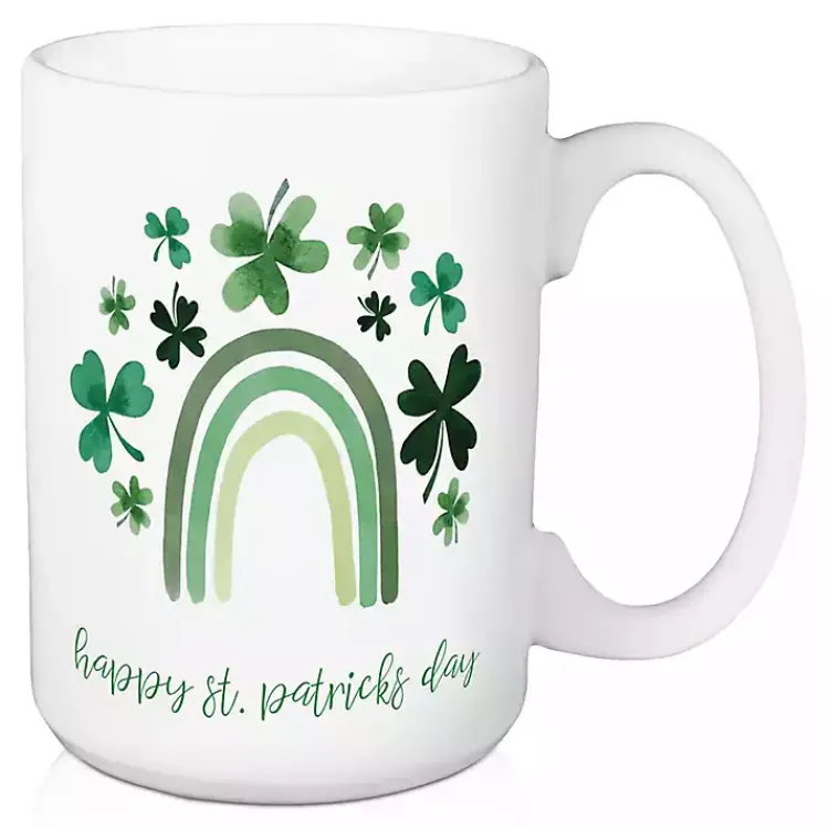 Glassware & Drinkware-Kirklands Home Green Rainbow St. Patrick's Day Mugs, Set of 2