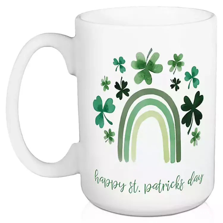 Glassware & Drinkware-Kirklands Home Green Rainbow St. Patrick's Day Mugs, Set of 2