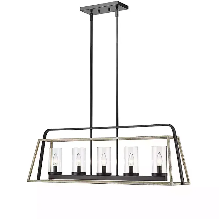 Chandeliers & Pendant Lighting-Kirklands Home Rustic Gray and Black Open Chandelier