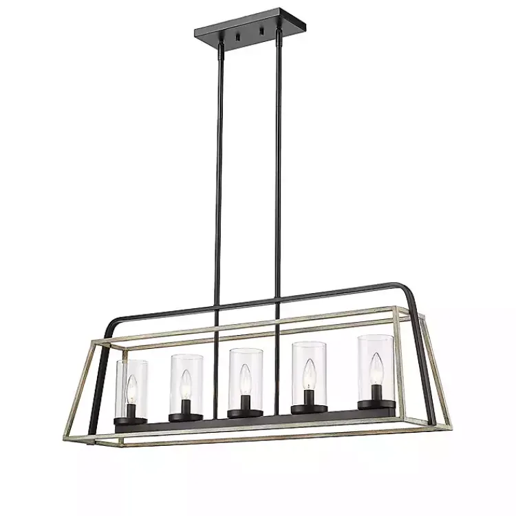 Chandeliers & Pendant Lighting-Kirklands Home Rustic Gray and Black Open Chandelier