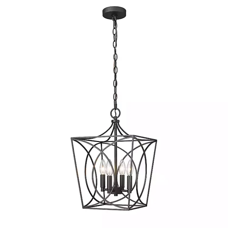 Chandeliers & Pendant Lighting-Kirklands Home Metal Open Swirl Pendant Light Black
