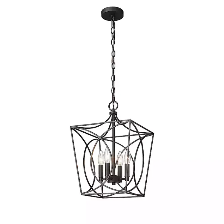 Chandeliers & Pendant Lighting-Kirklands Home Metal Open Swirl Pendant Light Black