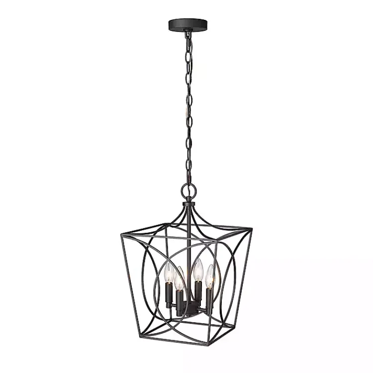 Chandeliers & Pendant Lighting-Kirklands Home Metal Open Swirl Pendant Light Black