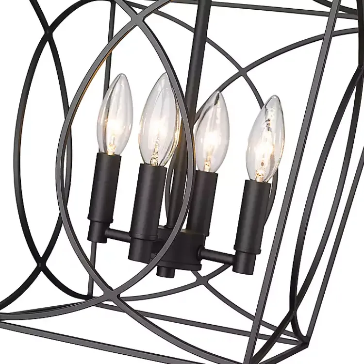 Chandeliers & Pendant Lighting-Kirklands Home Metal Open Swirl Pendant Light Black