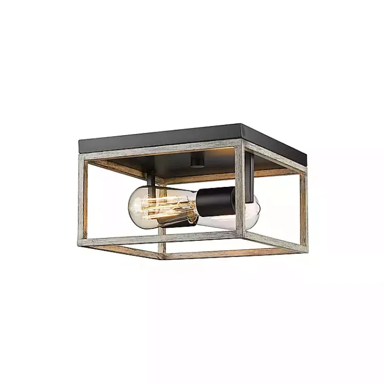 Flush Mount Lighting-Kirklands Home Graywashed Square Flush Mount Light
