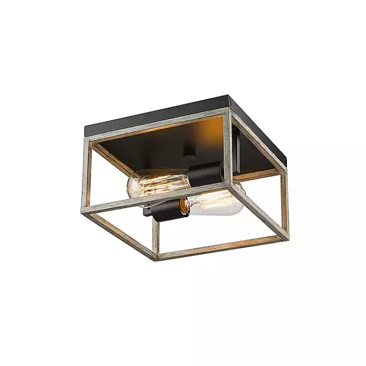 Flush Mount Lighting-Kirklands Home Graywashed Square Flush Mount Light