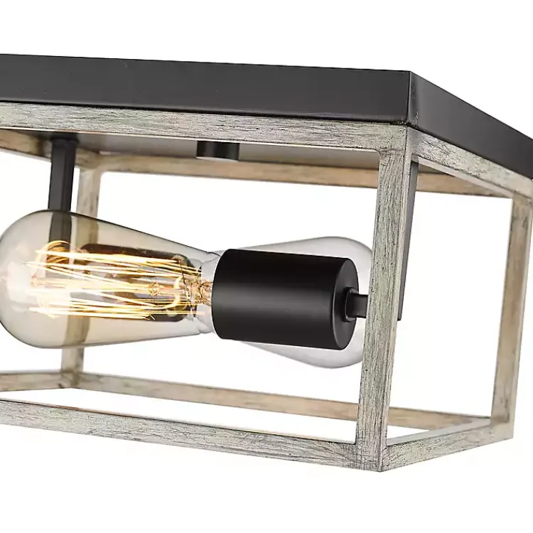 Flush Mount Lighting-Kirklands Home Graywashed Square Flush Mount Light