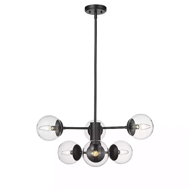 Chandeliers & Pendant Lighting-Kirklands Home Mod 5-Arm Globe Chandelier Black