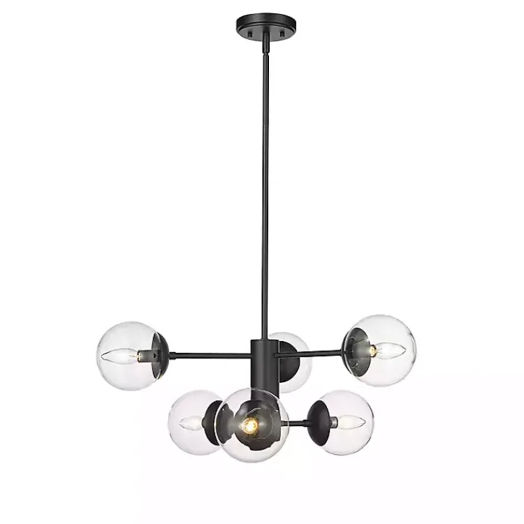 Chandeliers & Pendant Lighting-Kirklands Home Mod 5-Arm Globe Chandelier Black