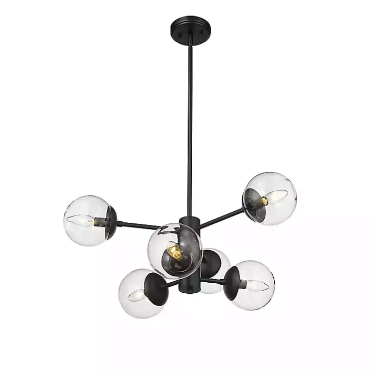 Chandeliers & Pendant Lighting-Kirklands Home Mod 5-Arm Globe Chandelier Black
