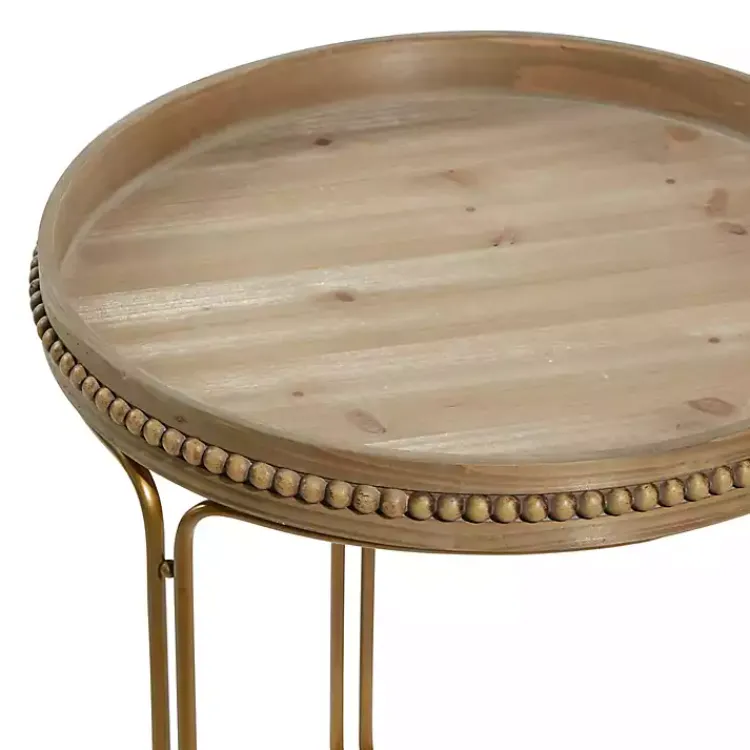 Accent & End Tables-Kirklands Home Wood Beaded Nesting Side Tables, Set of 2 Brown