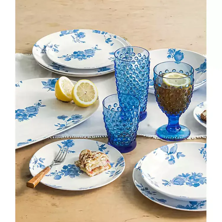 Dinnerware-Kirklands Home Blue and White Floral Dinner Plates, Set of 6