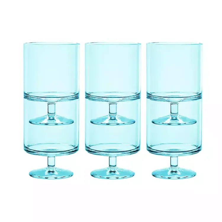Glassware & Drinkware-Kirklands Home Aqua Acrylic Goblet Wine Glasses, Set of 6 Blue