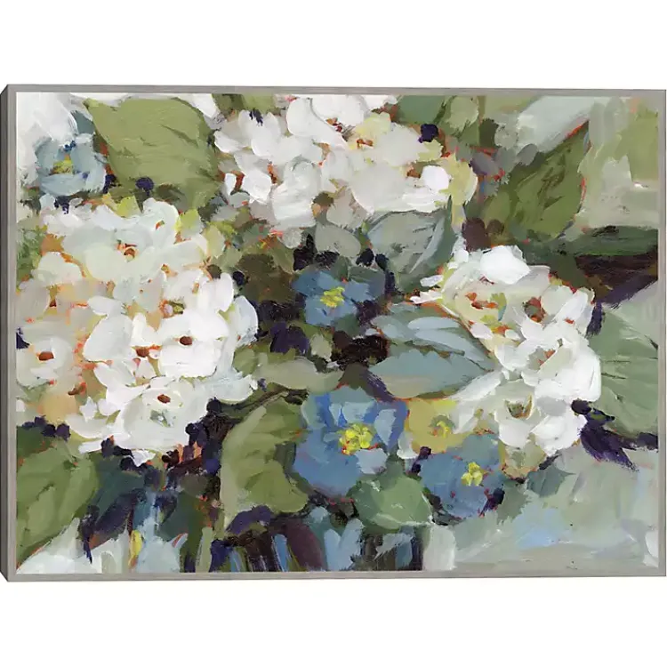 Framed Art-Kirklands Home White and Blue Hydrangeas Framed Canvas Art Print