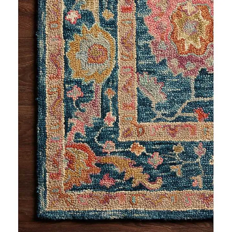 Area Rugs-Kirklands Home Blue Floral Fernanda Wool Area Rug, 5x7