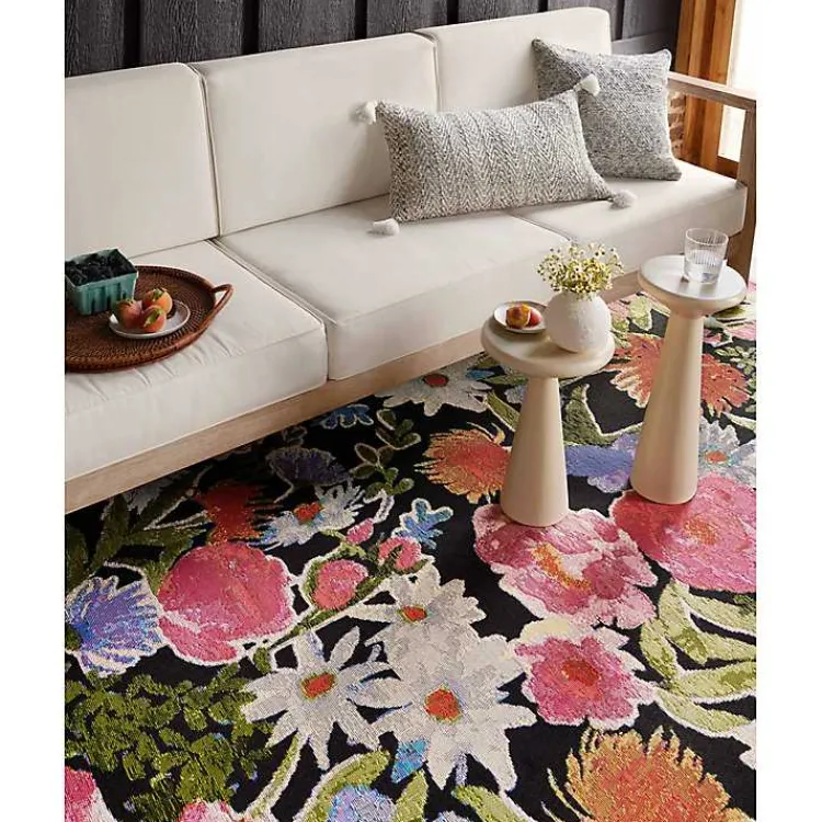 Area Rugs-Kirklands Home Midnight Garden Party Indoor/Outdoor Rug, 7x11