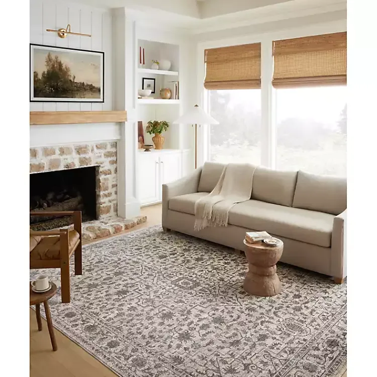 Area Rugs-Kirklands Home Charcoal Sorrento Medallion Area Rug, 6x9 Gray