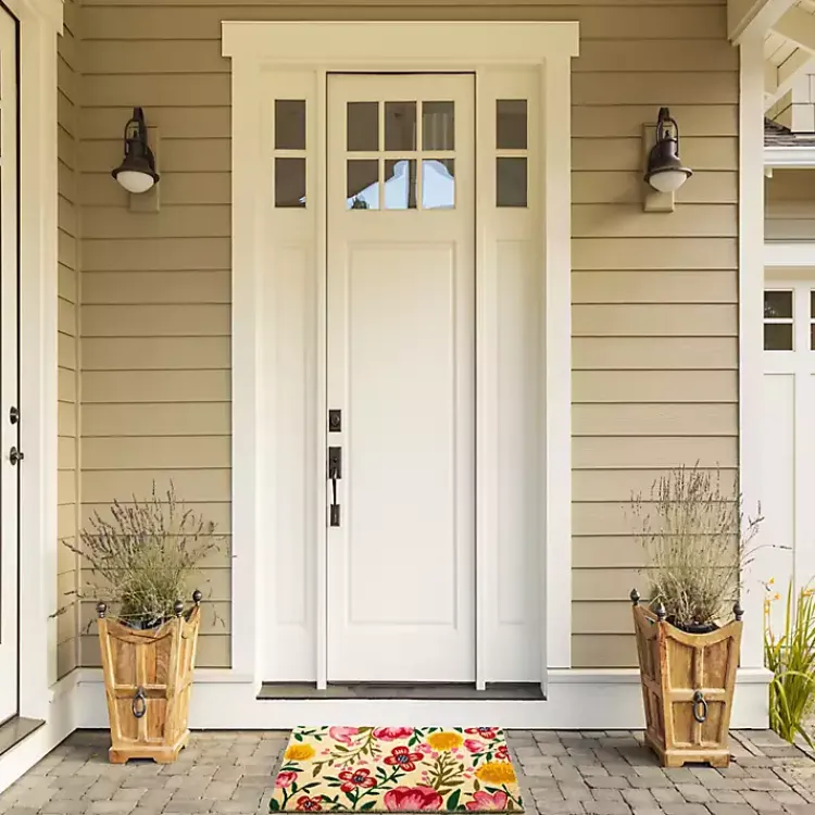 Doormats-Kirklands Home Bright Summer Blossoms Coir Doormat