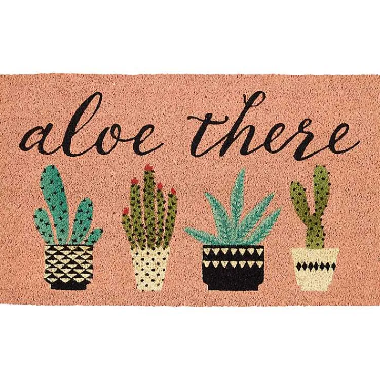 Doormats-Kirklands Home Pink Aloe There Coir Doormat