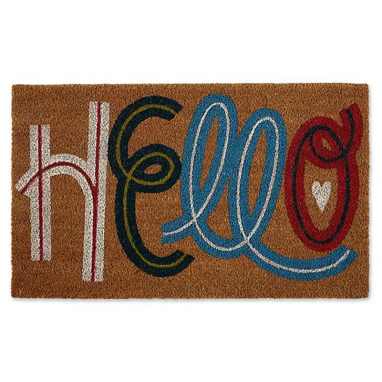 Doormats-Kirklands Home Colorful Hello Coir Doormat