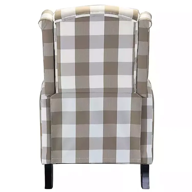 Accent Chairs-Kirklands Home Beige Windowpane Plaid Recliner