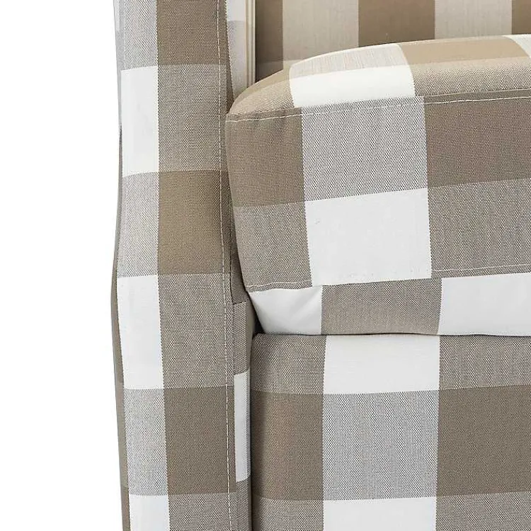 Accent Chairs-Kirklands Home Beige Windowpane Plaid Recliner