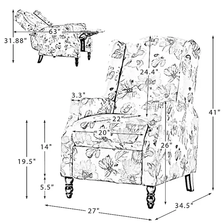 Accent Chairs-Kirklands Home Beige Windowpane Plaid Recliner