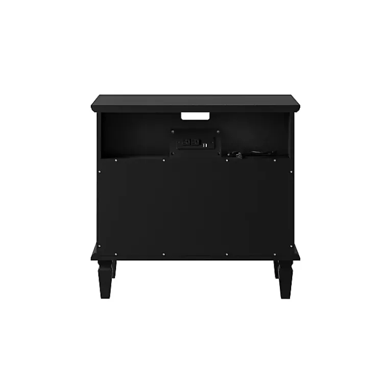 Nightstands-Kirklands Home Smooth 2-Drawer Wood Nightstand Black