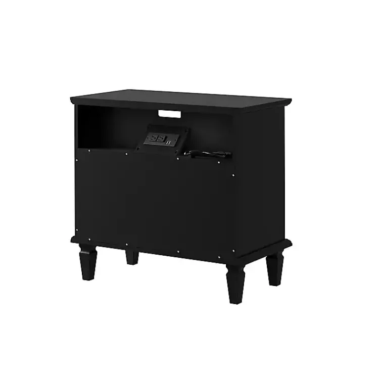 Nightstands-Kirklands Home Smooth 2-Drawer Wood Nightstand Black