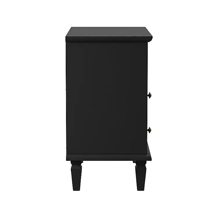 Nightstands-Kirklands Home Smooth 2-Drawer Wood Nightstand Black