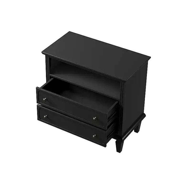 Nightstands-Kirklands Home Smooth 2-Drawer Wood Nightstand Black